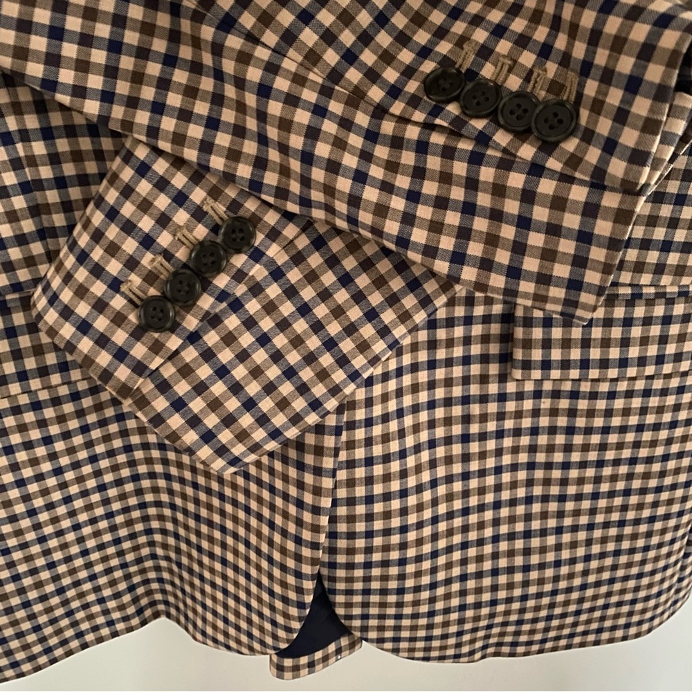 J. Crew Alfie Honey Plaid Italian Wool Stretch Blazer Size 10 NWOT Tollegno 1900 - Picture 8 of 16
